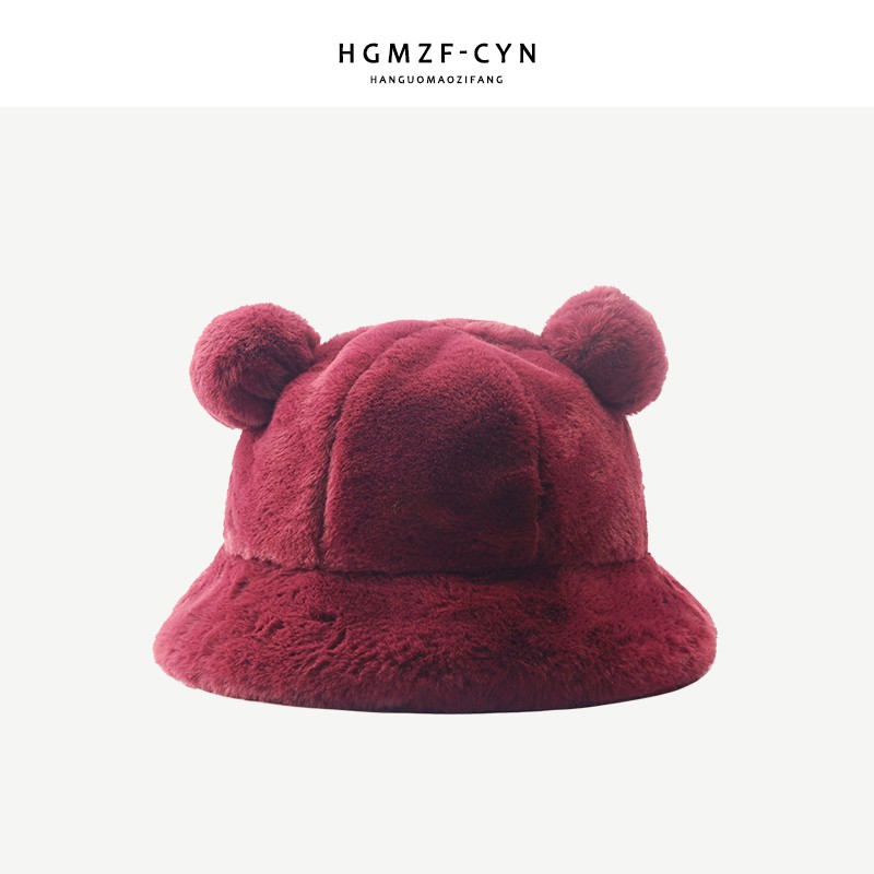 Nón xô tai gấu in họa tiết da báo bằng vải lông thời trang