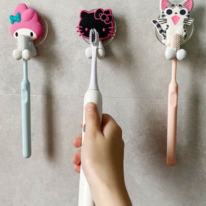 Giá Đỡ Bàn Chải Đánh Răng Điện Gắn Tường Không Cần Khoan Lỗ Hình Mèo Kitty