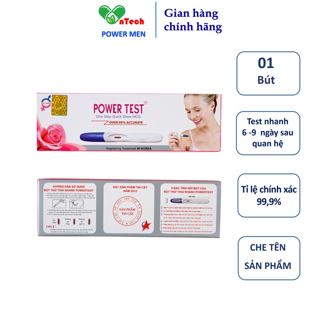 Bút thử thai POWER MEN TES cho kết quả nhanh chóng chính xác trên 99% hộp 1 bút