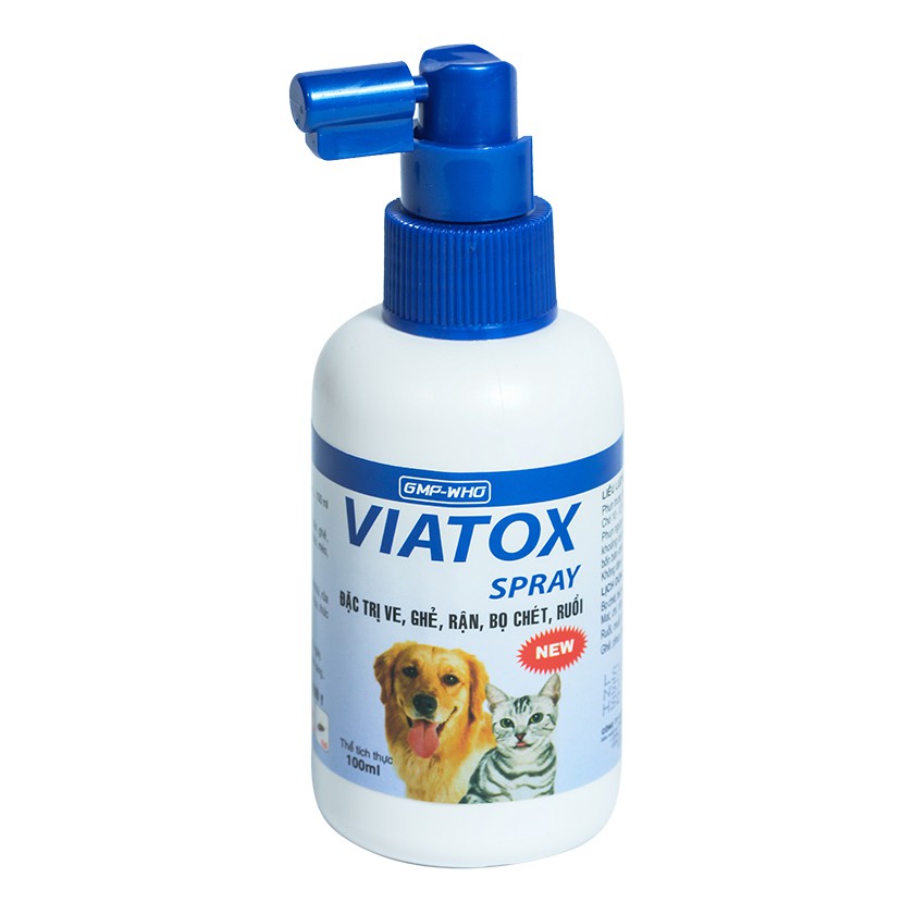 Thuốc Viatox đặc trị ve, ghẻ, rận, bọ chét, ruồi...diệt sạch ngoại ký sinh trung ở chó mèo... (thú cưng)