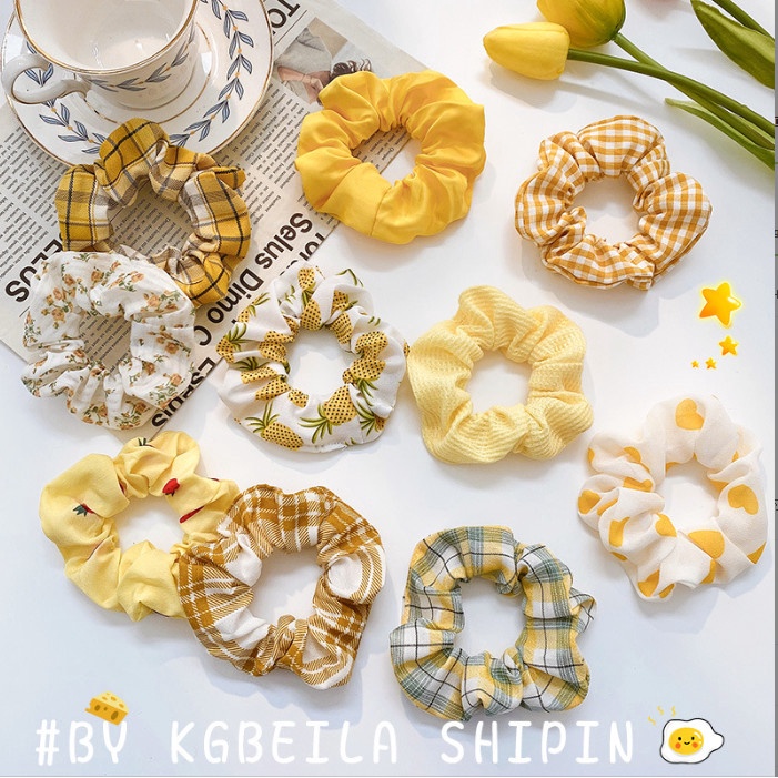 Chun buộc tóc vải tông màu vàng dứa nhiệt đới xinh xắn BAG U CHUNVANGDUA063