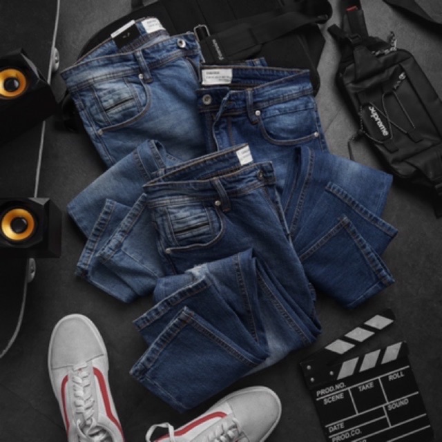 Quần jean nam cao cấp ZR ống ôm slimfitxanh rách- quần bò co giãn