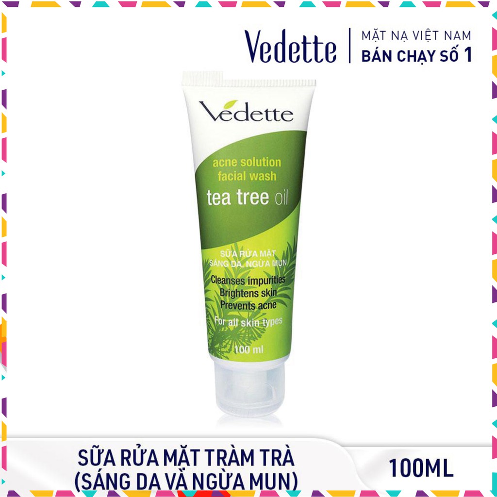 ☀️ Sữa Rửa Mặt Tràm Trà 100ml Tea Tree Oil VEDETTE - SÁNG DA VÀ NGỪA MỤN - TP05001005013