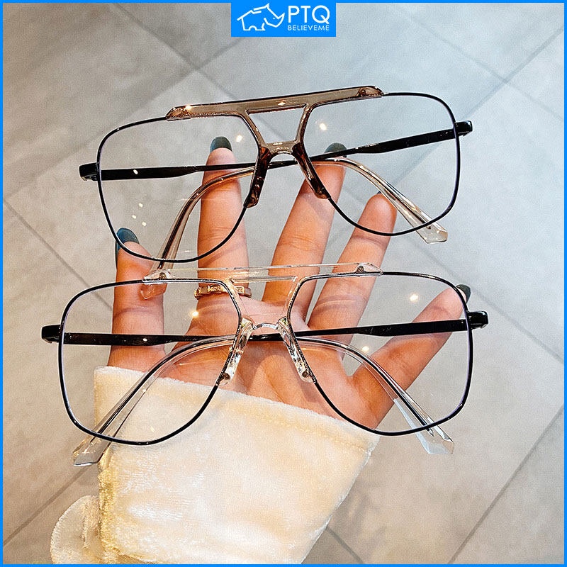 Mắt Kính Gọng Lớn Tròng Lục Giác Chống Ánh Sáng Xanh Thời Trang Mới 2020 Cho Nam