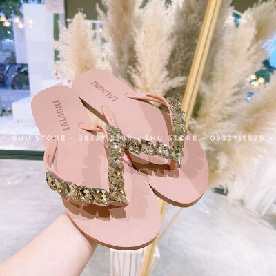 DÉP KẸP XỐP ĐÁ QUAI ĐÍNH ĐÁ TAM GIÁC SHU STORE - DÉP KẸP NỮ THỜI TRANG XINH XẮN