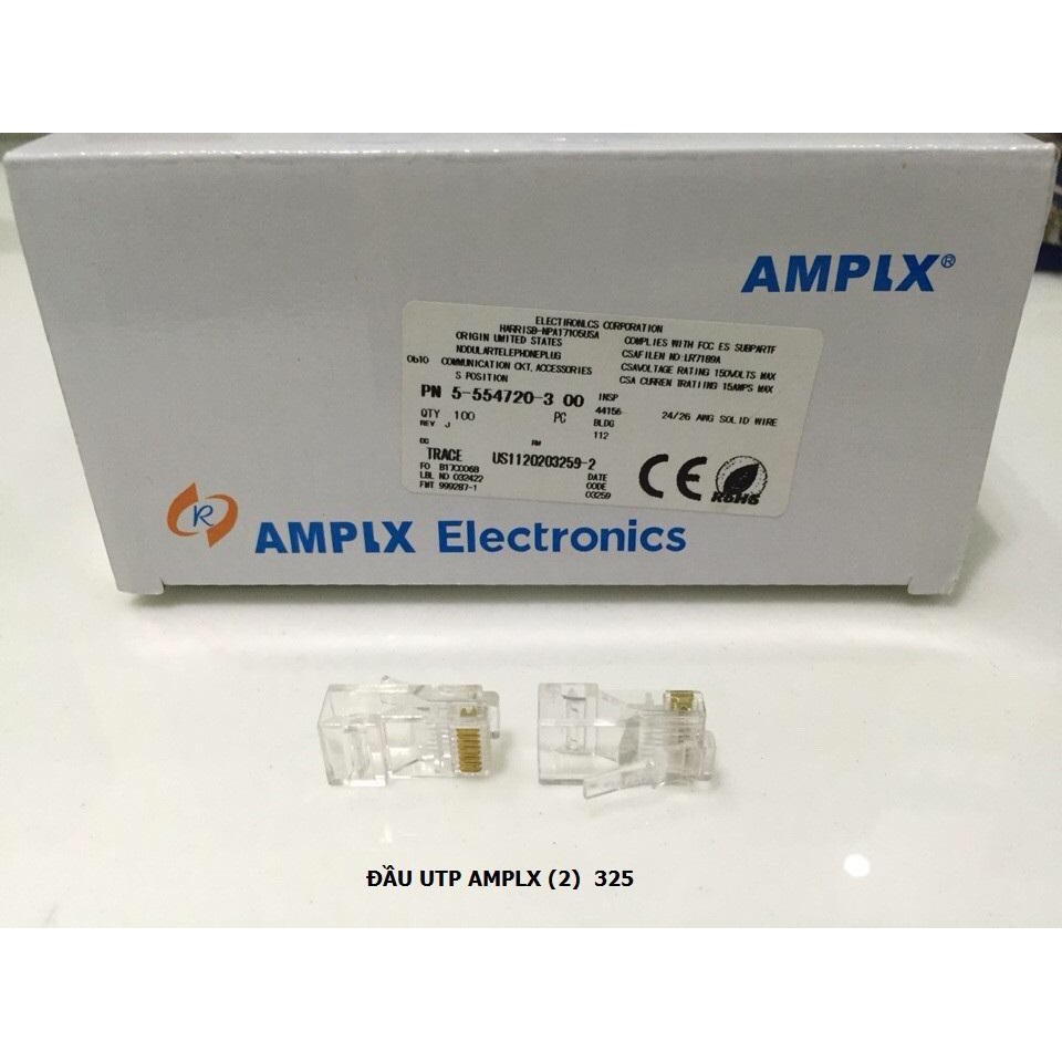 ĐẦU BẤM MẠNG AMPLX LOAI 1 474 , LOAI 2 3259 ĐẦU BẤM RJ45 (HỘP 100 CÁI)