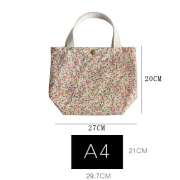 Túi tote mini vải canvas hai mặt với nút bấm bằng đồng phong cách Hàn Quốc