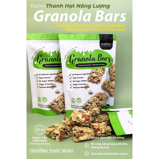 Olaben Nutrition Granola Bars 250g - Thanh hạt dinh dưỡng ăn kiêng không đường - Hỗ trợ giảm cân