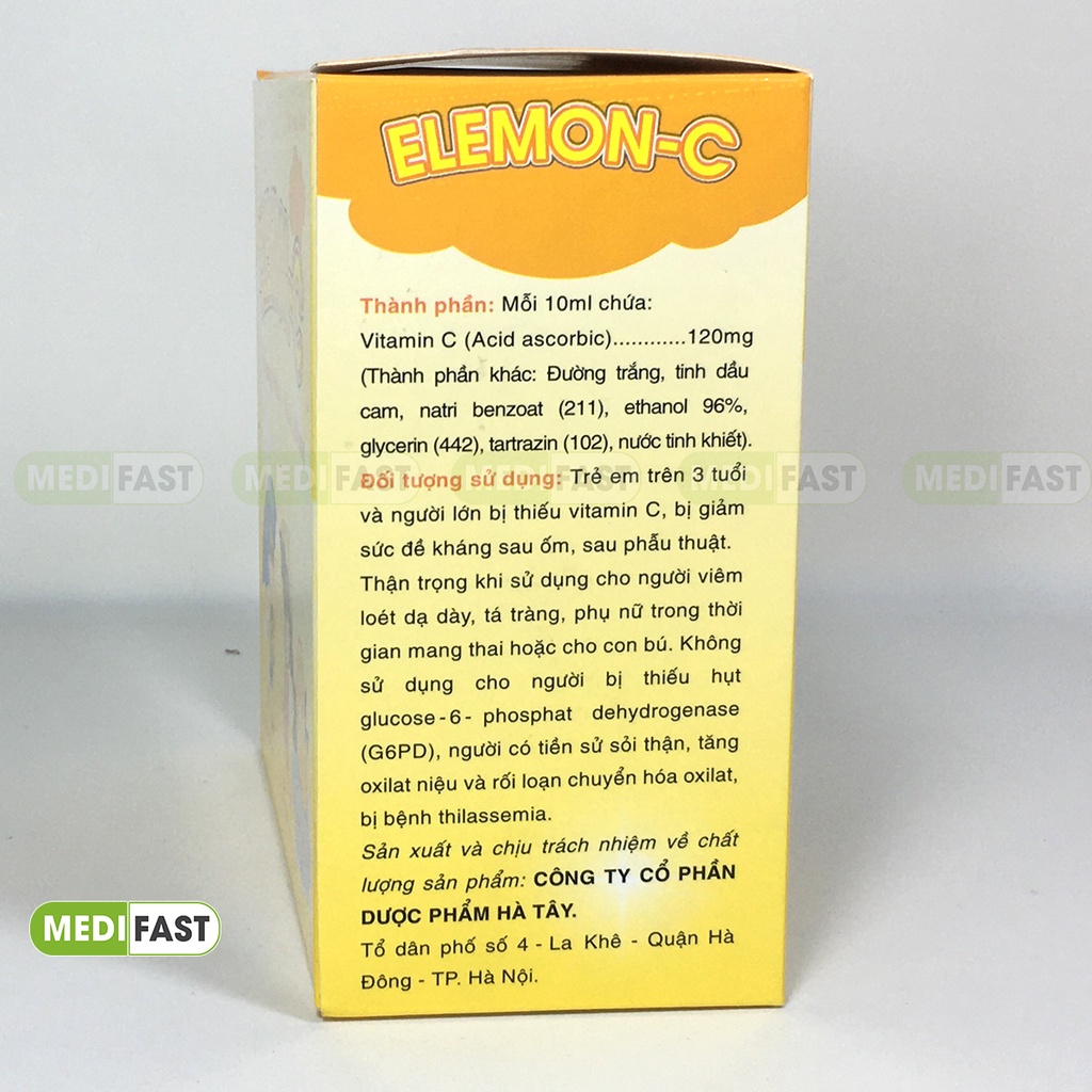 Siro dạng ống Elemon C hộp 20 ống giảm chảy máu mũi tăng đề kháng miễn dịch giúp cơ thể khỏe mạnh đỡ mệt mỏi