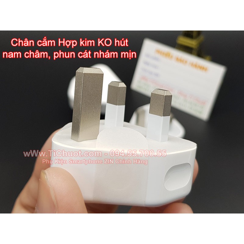 Sạc iP 5W Chân Cắm 3 Chấu chuẩn UK/ Singapore Chính Hãng