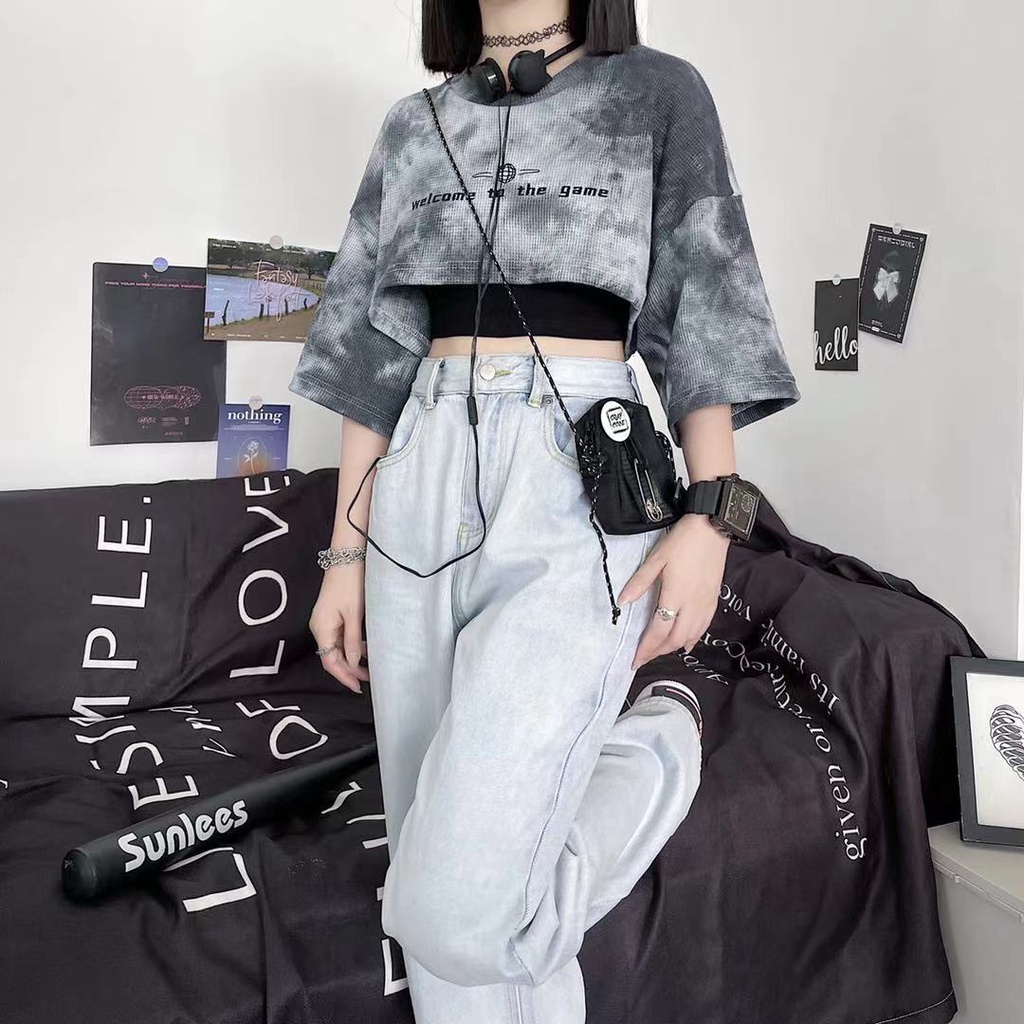 Áo Sơ Mi Dáng Rộng Họa Tiết Màu Nhuộm Phong Cách Nhật Bản Thời Trang Mùa Thu Cho Nữ