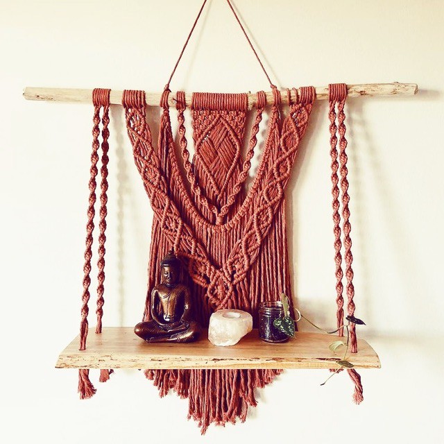 Macrame Lá - Kệ sách macrame trang trí - 50cm