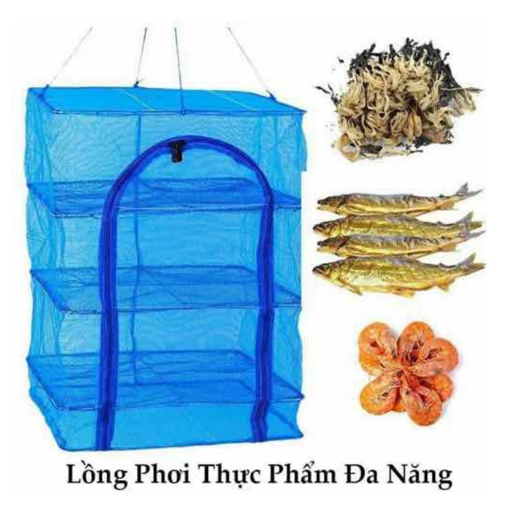 Lồng Lưới Phơi Khô, Thực Phẩm, Phơi Cá Chống Côn Trùng Treo 4 Tầng Có Thể Xếp Gọn