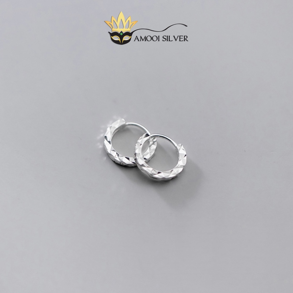 Bông tai bạc S925 khoen tròn móc máy đường kính 9mm - Amooi Silver AB227