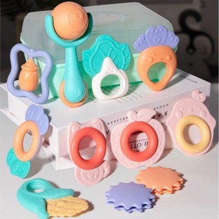 BỘ ĐỒ CHƠI GẶM NƯỚU XÚC XẮC 10 MÓN CHÍNH HÃNG BABY RATTLES