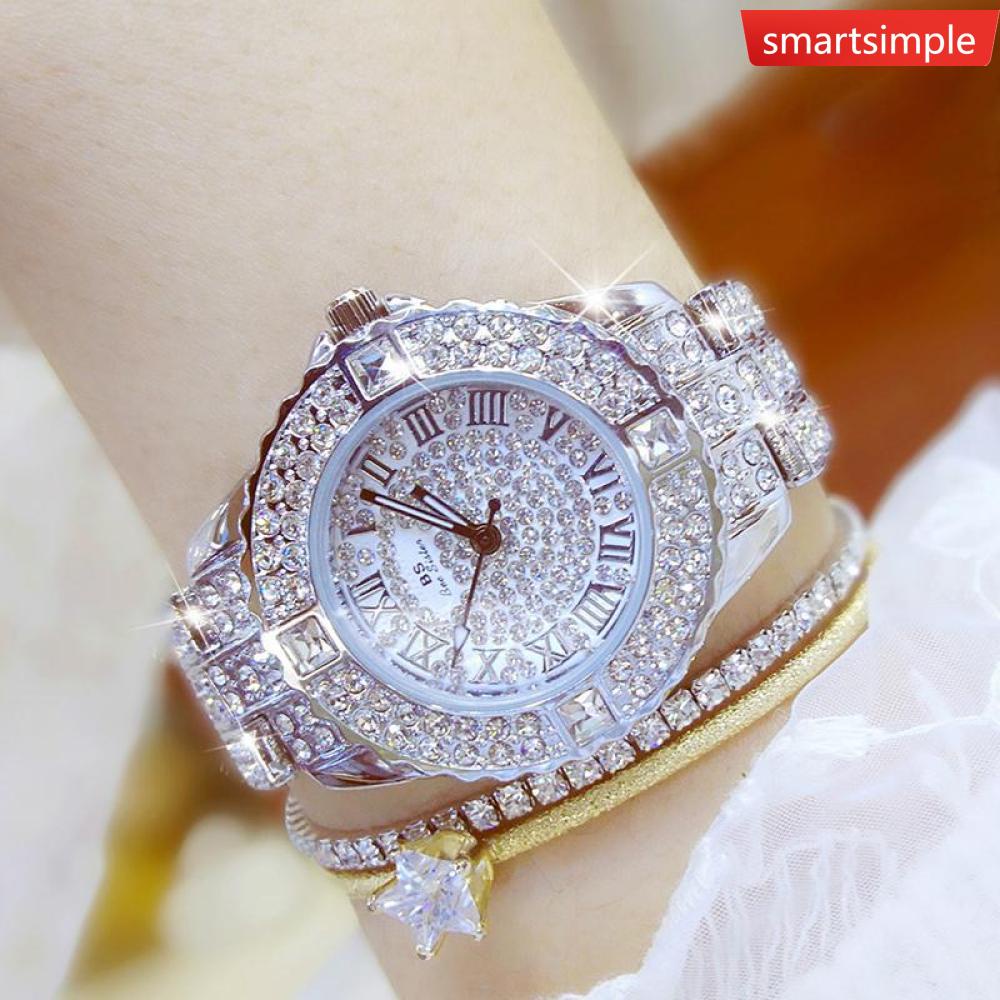 Đồng Hồ Đeo Tay Đính Đá Đơn Giản Bằng Thép Không Gỉ Thời Trang Sang Trọng Cho Nữ G5K6