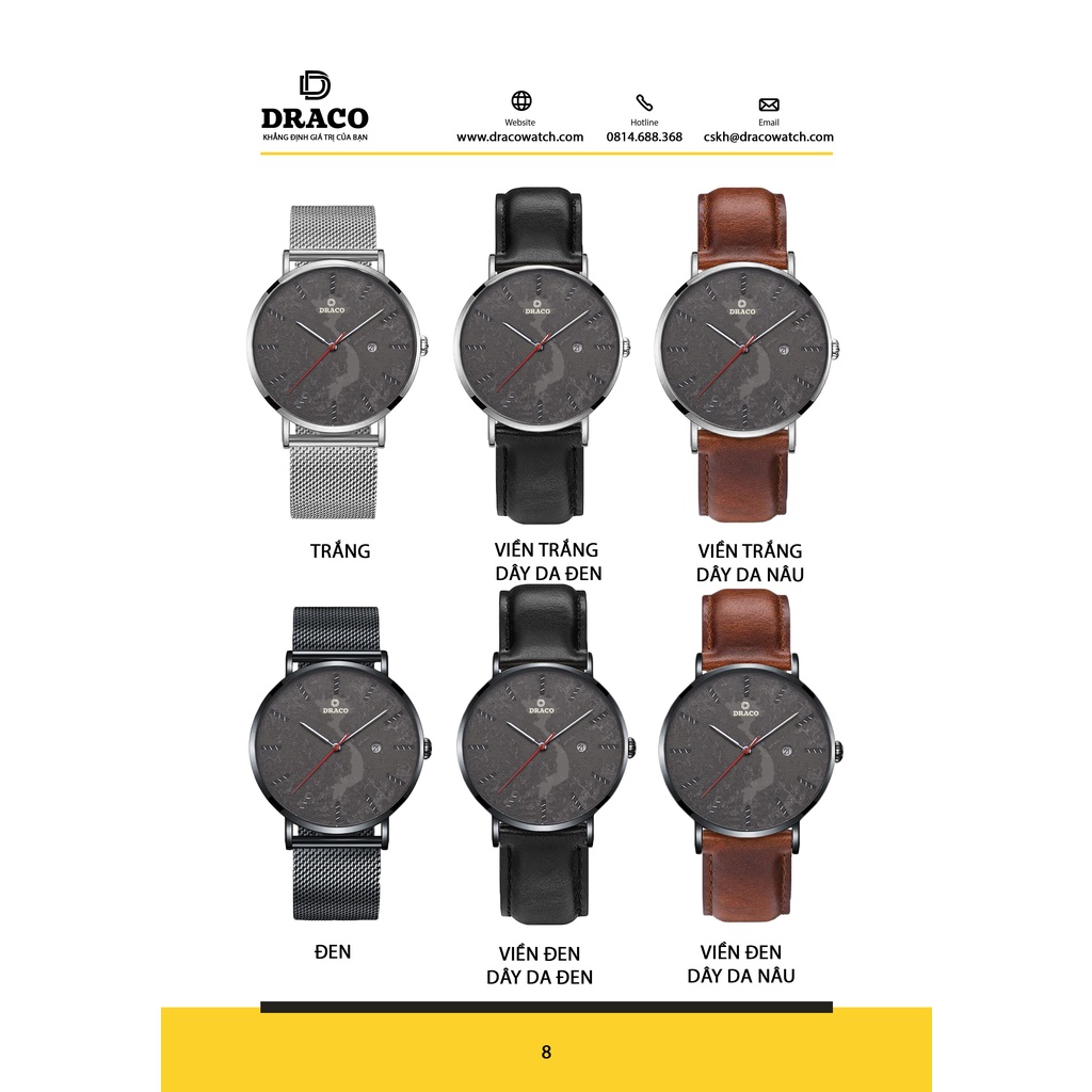 Đồng hồ nam Draco D22-ST03 &quot;Vietnamese Boy&quot; TRẮNG - thời trang nam
