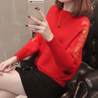 Áo len cánh dơi tay phối ren
