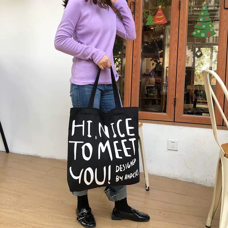 Túi tote vải canvas cao cấp dày dặn đeo vai đựng đồ đi học đi chơi