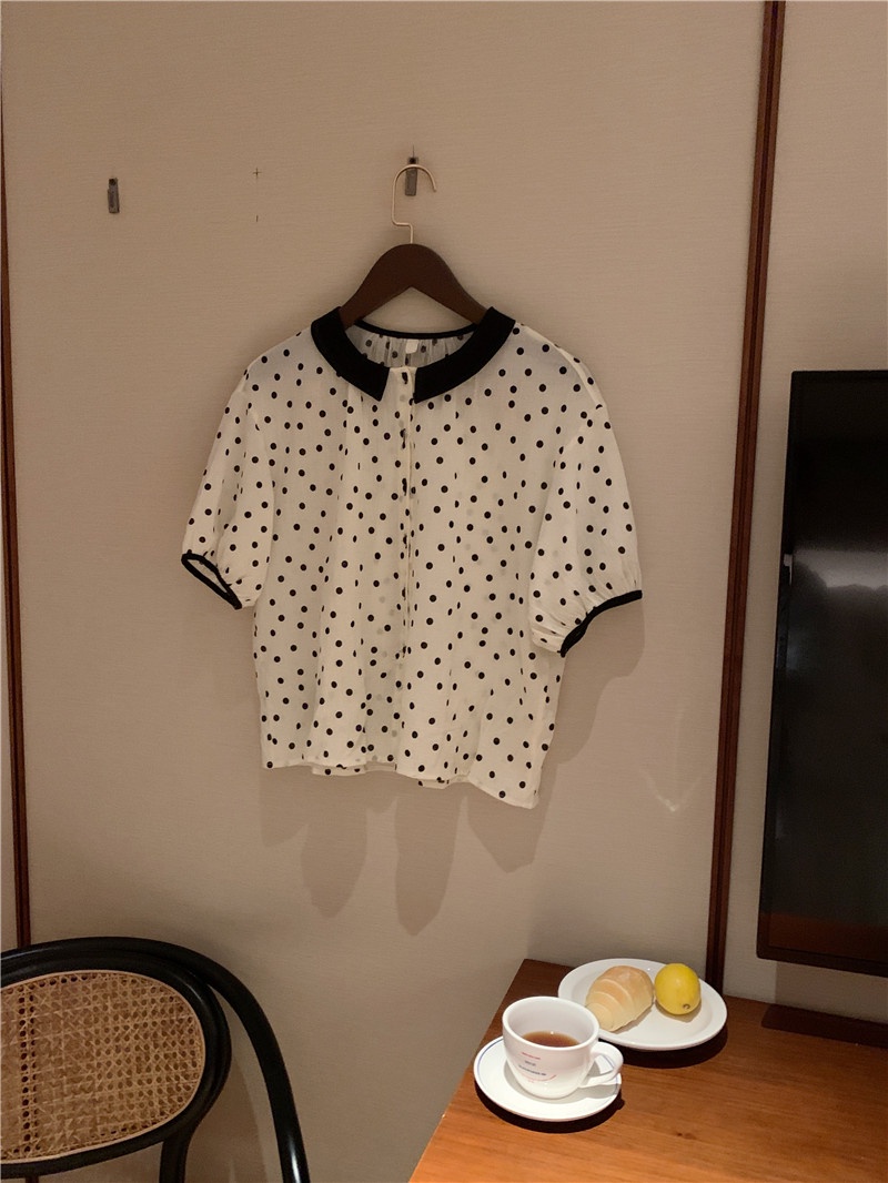 Áo Sơ Mi Chấm Bi Dáng Rộng Ngắn Tay Thời Trang Sành Điệu 53791