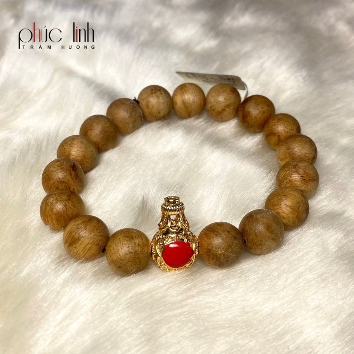 Vòng Tay Trầm Hương 10ly Phối Charm Hồ Lô Kim Mã Vàng Kim Mã PHÚC LINH