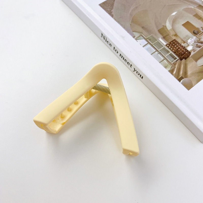 Kẹp tóc càng cua màu trắng sữa bề mặt nhám họa tiết hình học đơn giản ngọt ngào phong cách Hàn Quốc