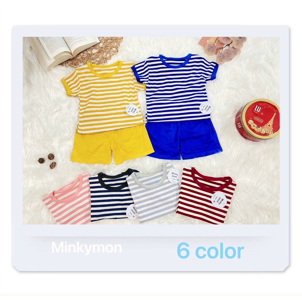 [ Hàng Sẵn Giao ngay ][ Giá rẻ ] Bộ Cộc Tay Thun Lạnh MINKY MOM Họa Tiết Sọc Dệt Dễ Thương, Mềm Mịn, Thoáng Mát, Dễ Chị