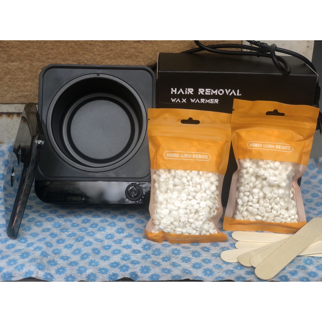 Combo Nồi nấu sáp chống dính + 200gr Sáp wax lông hương dừa (tặng kèm 5 que lấy sáp)