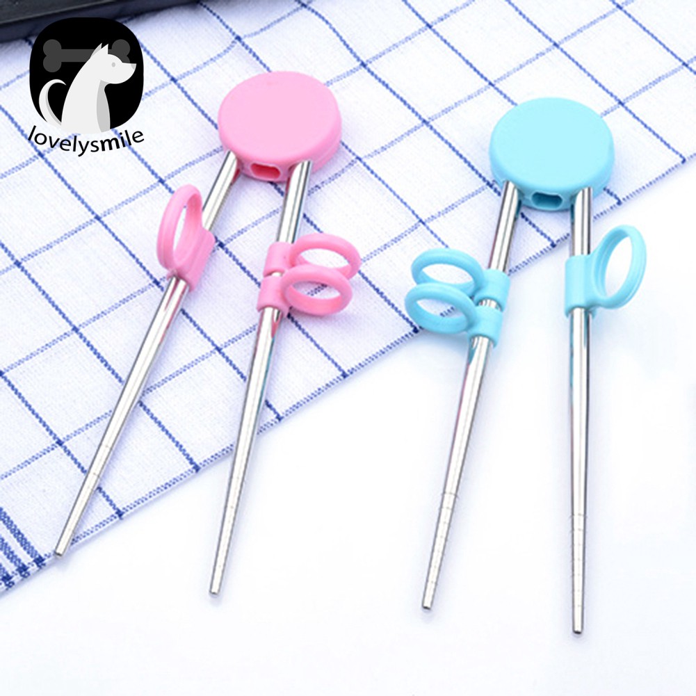 L ~✌Đũa Tập Ăn Bằng Silicone Và Thép Không Gỉ Dành Cho Người Mới Bắt Đầu