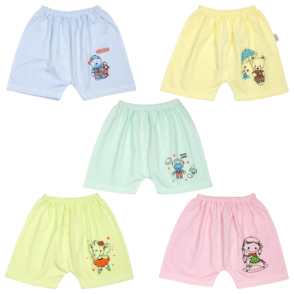 Combo 5 Quần đùi mùa hè in mông chất cotton siêu mềm mịn cho bé trai, bé gái từ 3-13kg - 5QĐL55