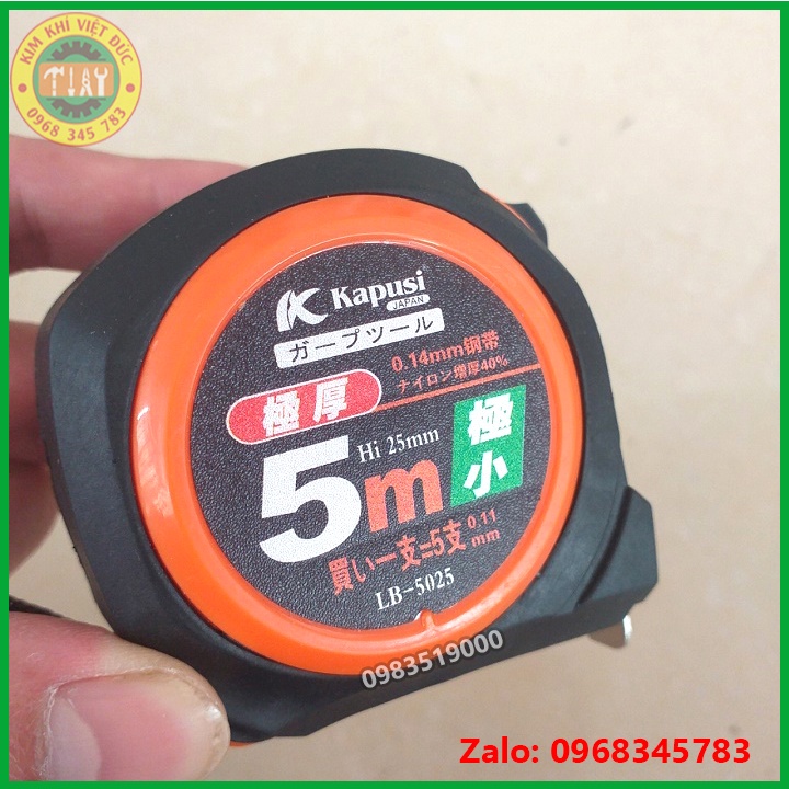 THƯỚC KÉO LỖ BAN, THƯỚC PHONG THỦY NỀN TRẮNG KAPUSI 5M x 25MM