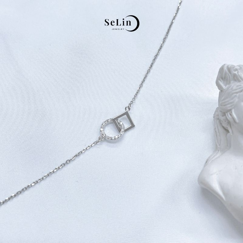 Lắc tay bạc vòng tay bạc 925 nữ cao cấp hình vuông tròn cá tính SELIN JEWELRY - 0015