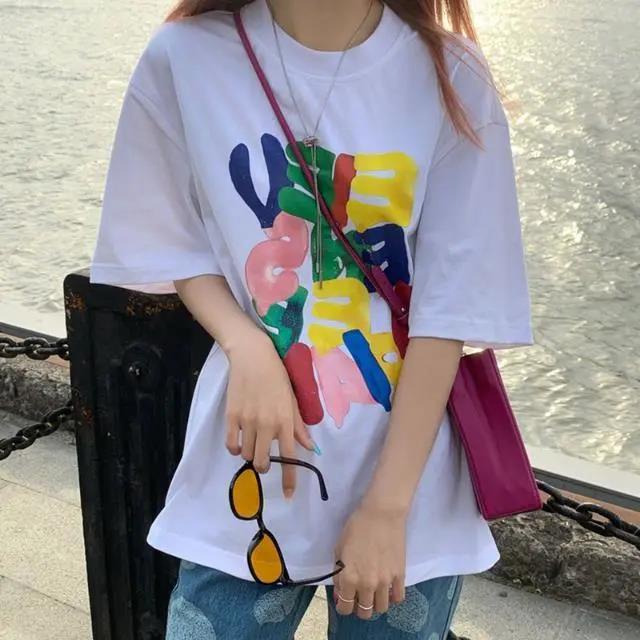 NRVP Áo Thun 100% Cotton Dáng Rộng Thời Trang Hàn Quốc Cho Nữ