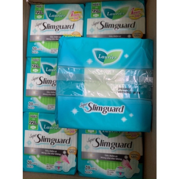 1 Gói Băng Laurier Super Slimguard Siêu Mỏng 1mm 22.5cm 20 Miếng