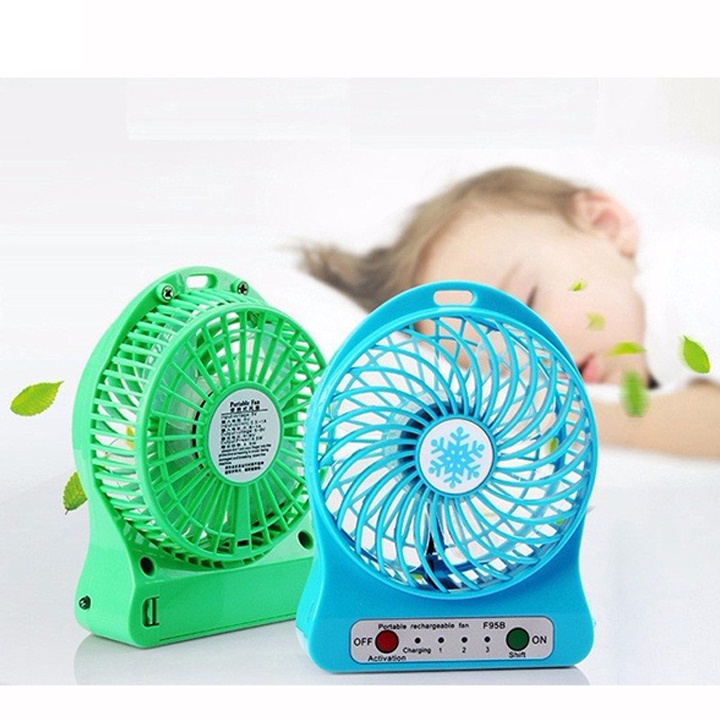 QUẠT TÍCH ĐIỆN MINI CẦM TAY GẤP GỌN ĐỂ BÀN - QUẠT SIÊU MÁT SIÊU BỀN - TẶNG KÈM PIN + CÁP SẠC