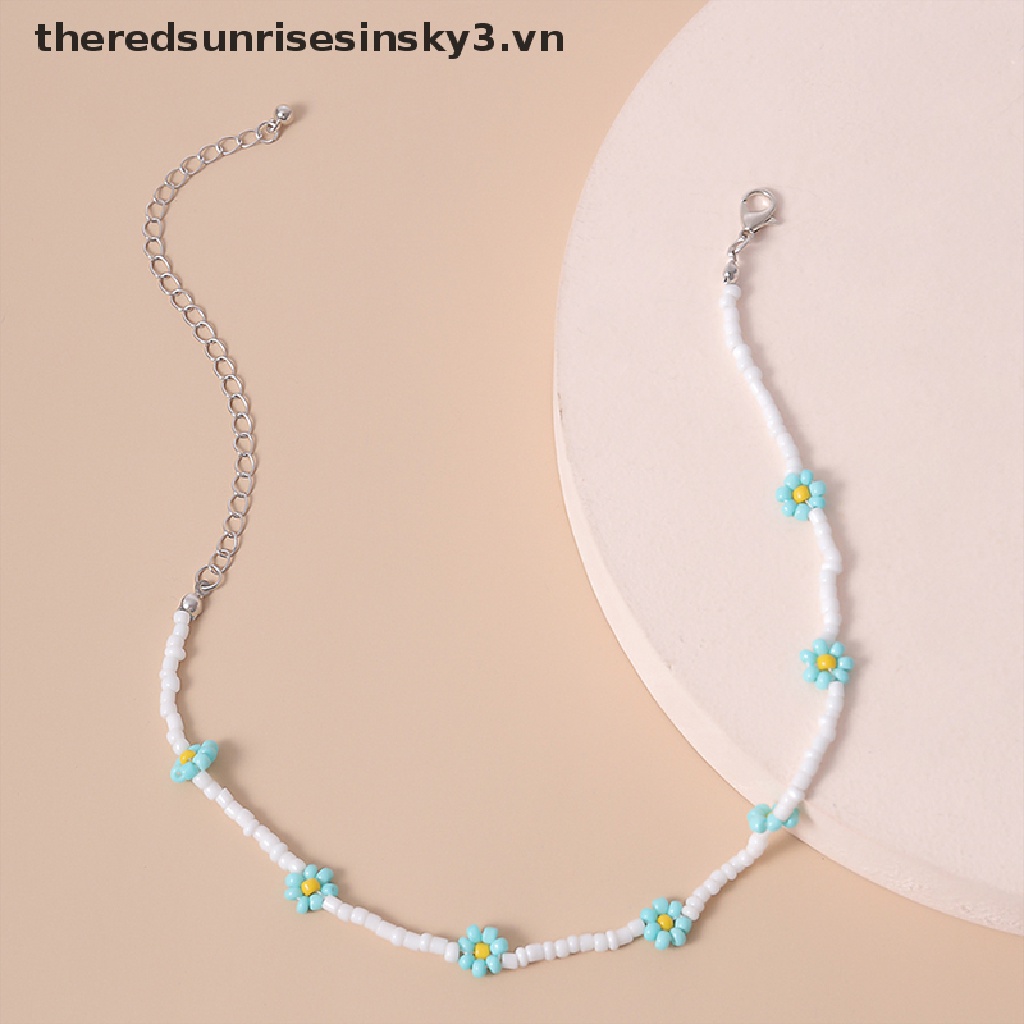 Vòng Cổ Choker Đính Hạt Hình Hoa Cúc Handmade Phong Cách Bohemian Dành Cho Nữ