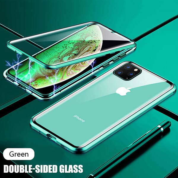 Ốp điện thoại kim loại từ tính bảo vệ 360 độ cho Iphone 12 11 Pro Max X Xs Max 6 6s 7 8 Se 2020