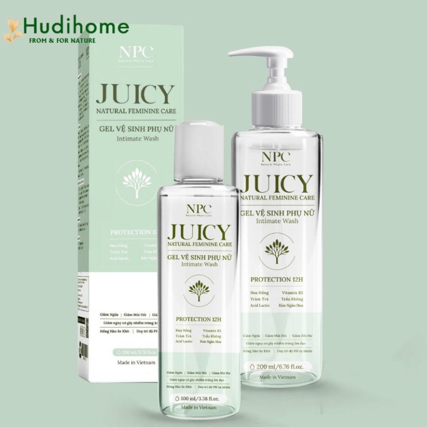 Dung dịch, Gel vệ sinh phụ nữ Juicy giảm ngứa ngáy, khử mùi, làm hồng và trẻ hóa vùng kín 100mL, 200mL