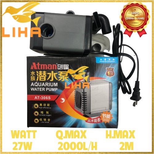 Máy Bơm Nước Bể Cá Atman AT-306S (27W - 2000L/H - 2M) - Máy Bơm Hồ Cá Tiết Kiệm Điện