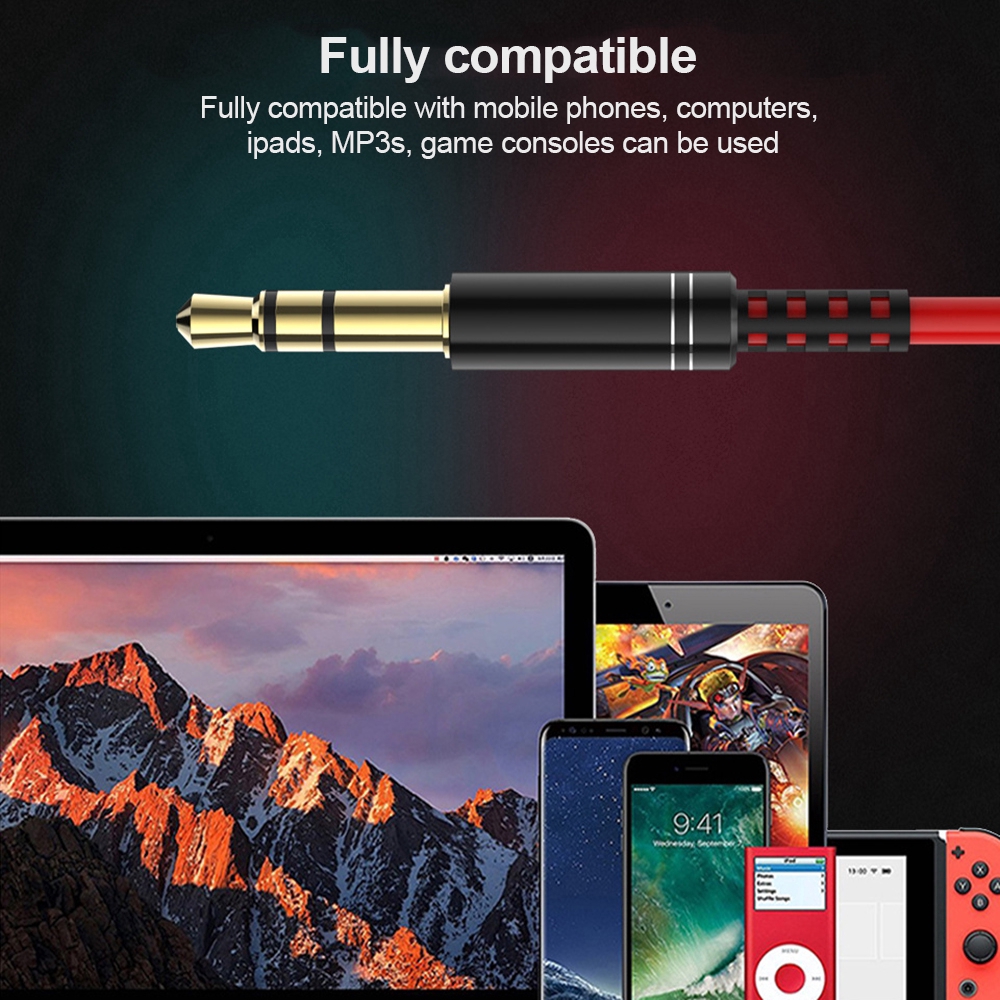 Tai nghe có dây dài 3m với jack cắm 3.5mm kèm mic