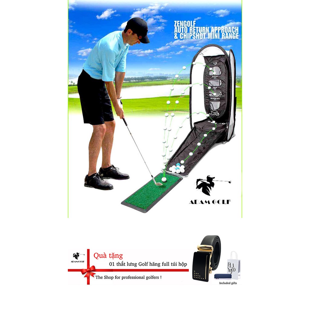 Combo 02 sản phẩm tập Chiping Pitching Running Lob và thảm tập - 01 thắt lưng hãng cho Golfer full túi hộp theo kèm