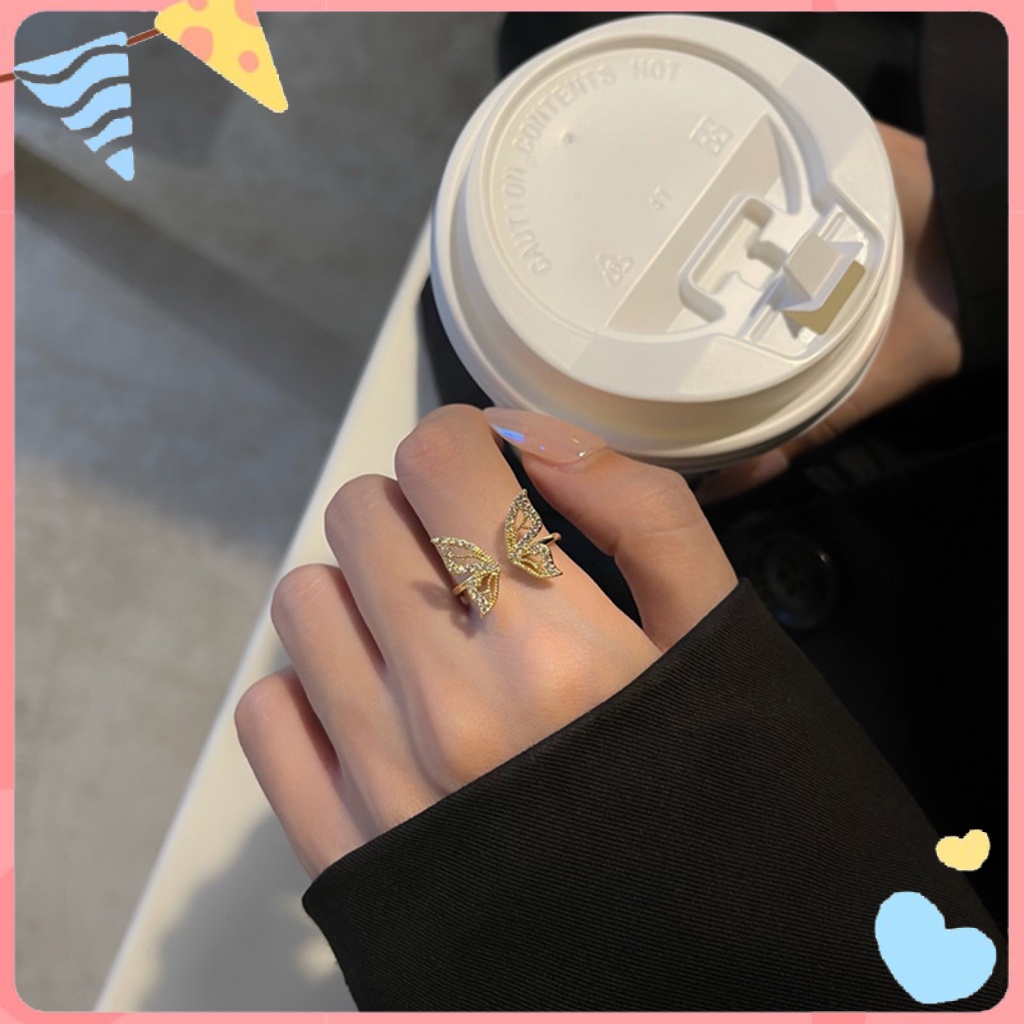 Nhẫn Hợp Kim Hình Bươm Bướm Chống Oxy Hóa Cho Nữ