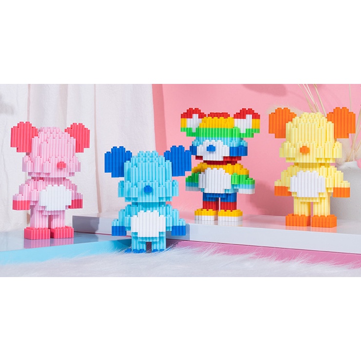Mô hình lắp ghép Gấu Bearbrick - STick CỰC CUTE, Decor xinh xỉu