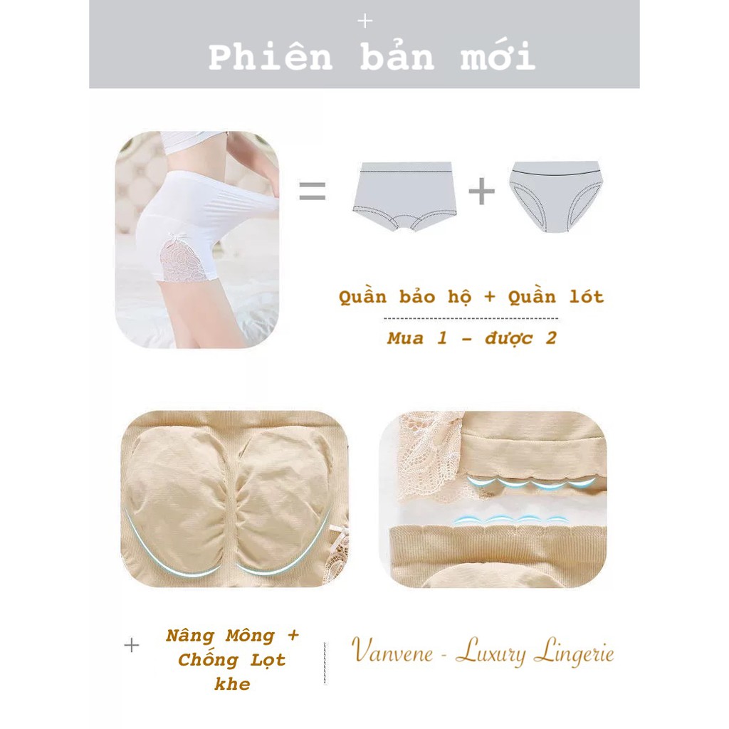 QUẦN TRONG VÁY PHỐI REN NÂNG MÔNG CHẤT UNI CO GIÃN (FREE SIZE 40-70KG)