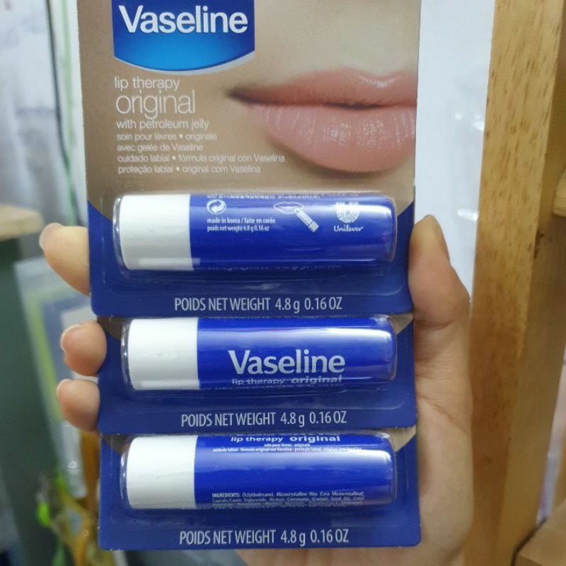 Son Dưỡng hồng Môi Xinh Vaseline dạng thỏi màu xanh 4.8gr 7gr