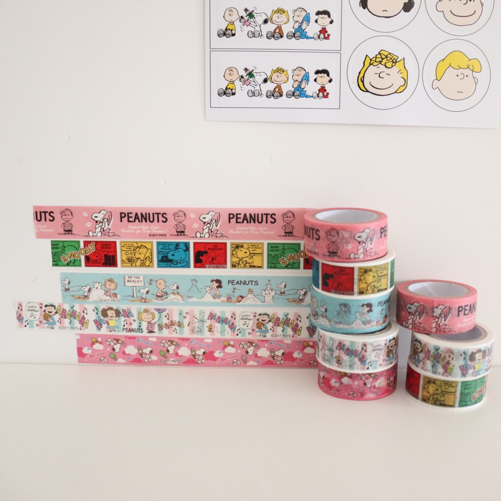 Cuộn băng dính bằng giấy 1.5mm*5m in họa tiết nhân vật hoạt hình Snoopy dễ thương