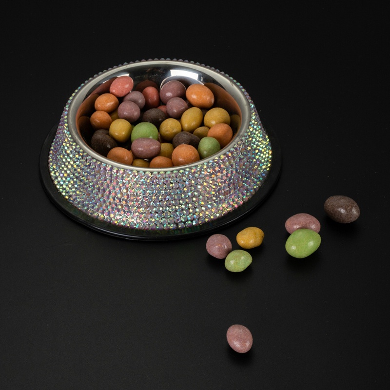 Bát Đựng Thức Ăn / Nước Uống Bằng Thép Không Gỉ Đính Đá Cho Thú Cưng