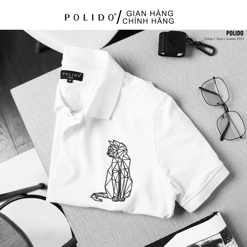 Áo Polo in hình The Cat 1 POLIDO vải Cotton co giãn, không bong tróc, thấm hút mồ hôi | BigBuy360 - bigbuy360.vn