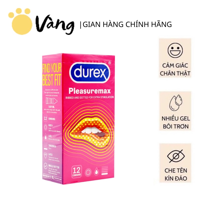 Bao Cao Su Có Gai Siêu Mỏng Durex Pleasuremax Tăng Gần Gủi Và Cọ Sát 12 Bao/Hộp