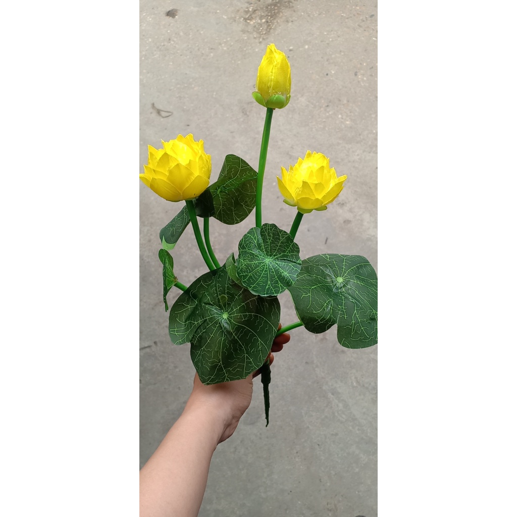 Hoa sen nhí dài 43cm - Cành hoa giả - Trang trí lọ, lẵng hoa, bánh, oản